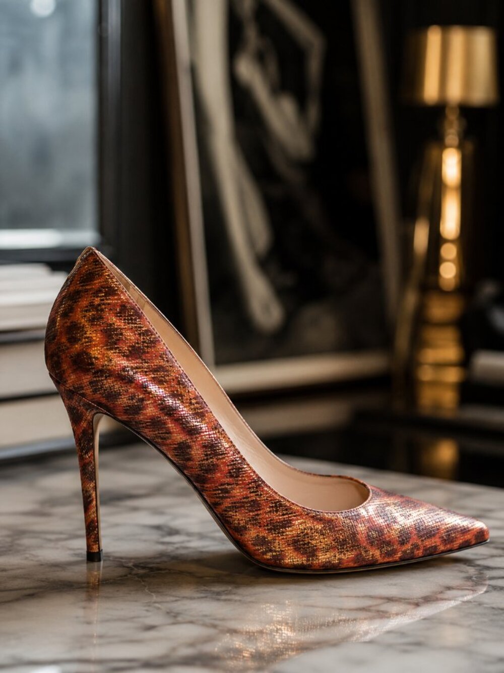SJP Sarah Jessica Parker Metallic Leopard Pumps Made Italy Size 41 Pointed Toe